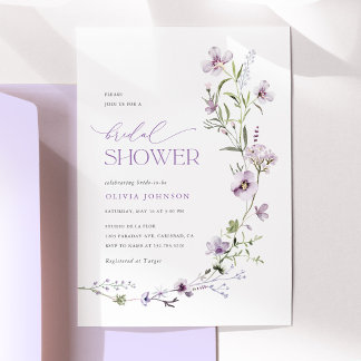 Lavendel-Wildblumen-Hochzeitsdusche Einladung