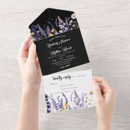 Lavendel & Wildblumen Rustikale Gartenhochzeit All In One Einladung