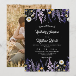 Lavendel & Wildblumen Rustikale Gartenhochzeit Einladung