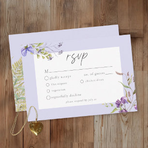 Lavendel-Wildblumengarten Romantische Hochzeit RSVP Karte