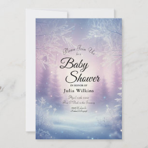 Lavendel-Winter-Schneefall-Serenade-Baby-Shower Einladung