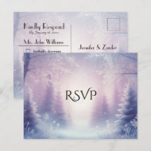 Lavendel Winter Schneefall Serenade Hochzeit RSVP