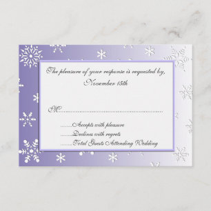 Lavendel Winterschneeflocken Hochzeitskarten RSVP Karte
