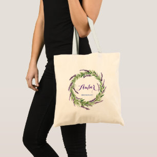 Lavendel Wreath Bridesmaid Personalisiert Tote Bag Tragetasche