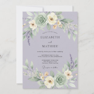 Lavendel Zarte Florale Romanze Hochzeit Einladung