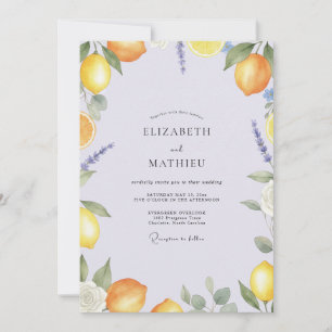 Lavendel-Zitronen-Eukalyptus-Hochzeit Einladung