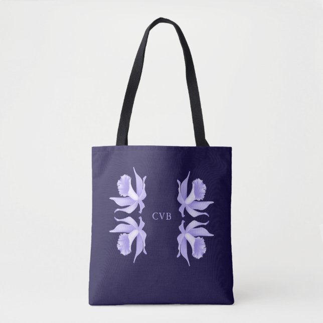 Lavendel zu den hellpurpurnen Orchideen auf Tasche (Vorderseite)