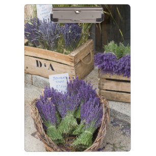 Lavendel zum verkauf, Provence, Frankreich Klemmbrett