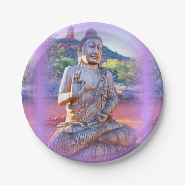 Lavendelaura Buddha Pappteller (Vorderseite)