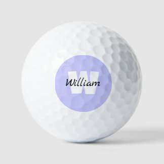 Lavendelblau | Eleganter schwarzer Name und weißer Golfball