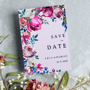 Lavendelblau lila Blüte Save the Date Einladung