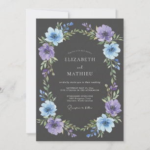 Lavendelblaue florale Hochzeit Einladung