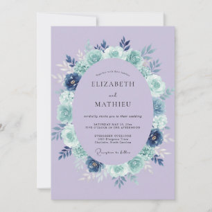Lavendelblaue Florale Hochzeitskrone Einladung