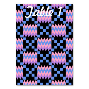 Lavendelblauer rosa Kente-Hochzeitsempfangstisch Tischnummer