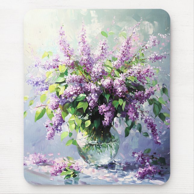 Lavendelblühender Fliederstrauß Mousepad (Vorne)