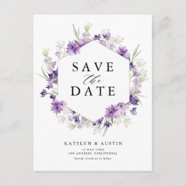 Lavendelblume Save the Date Postkarte