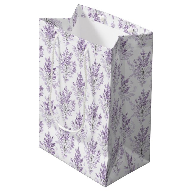 Lavendelblumen Geburtstag Mittlere Geschenktüte (Vorderseite Schrägansicht)