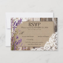Lavendelblumen Holzspitze rustikale RSVP-Karte