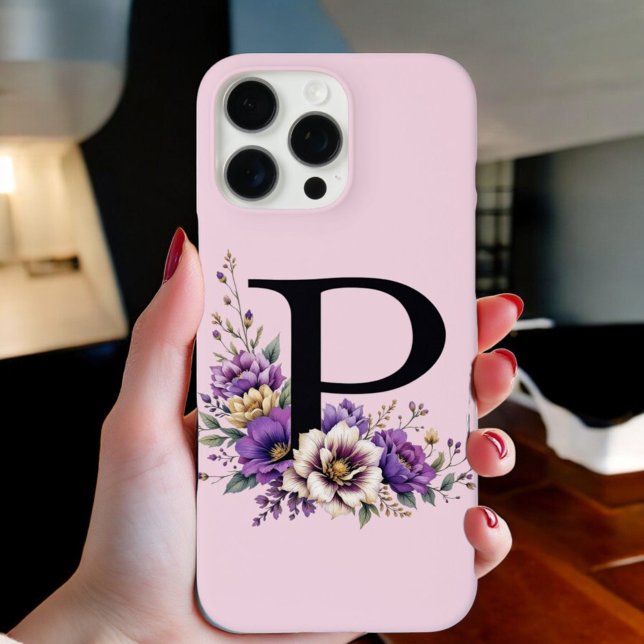 Lavendelblüte: Mit Monogramm erste "P" iPhone 16 Pro Max Hülle (Von Creator hochgeladen)