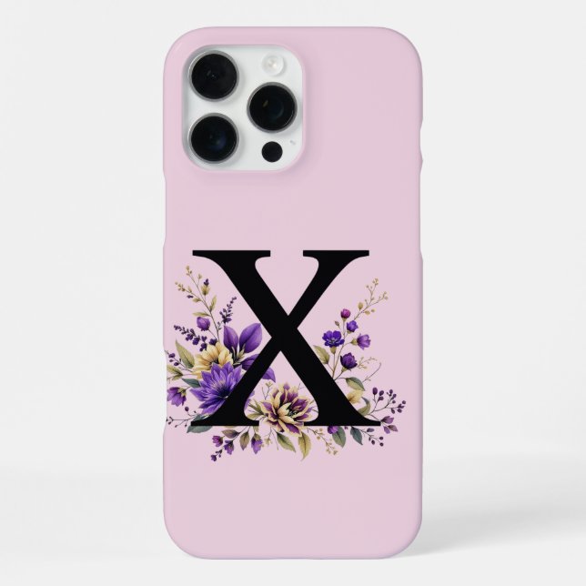 Lavendelblüte: Monogramm-Initiale 'X'  iPhone 16 Pro Max Hülle (Rückseite)