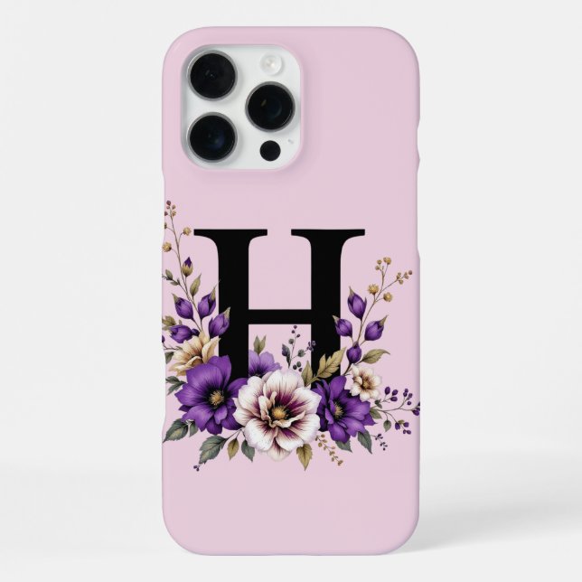 Lavendelblüte: monogrammiertes Initial 'H'  iPhone 16 Pro Max Hülle (Rückseite)