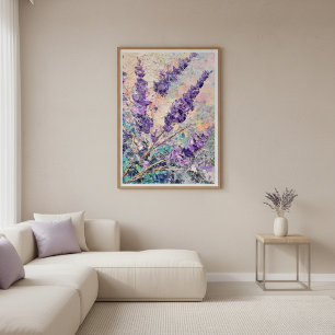 Lavendelblüten abstraktes Ölbild Wandkunst Poster