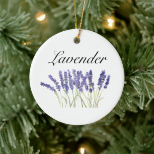 Lavendelblüten Aquarell Kräuter lila chic Keramik Ornament