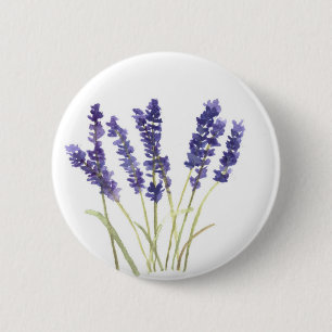Lavendelblüten Blumen rustikal lila Wasserfarbe  Button