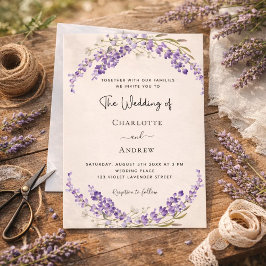 Lavendelblüten Champagner Creme Hochzeit Einladung