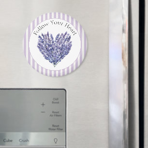 Lavendelblüten Herz Streifen Magnet