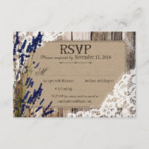Lavendelblüten Holzspitze rustikale RSVP-Karte