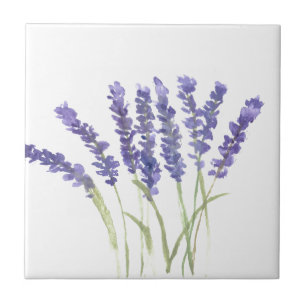 Lavendelblüten Kräuter lila Wasserfarbe chic Fliese