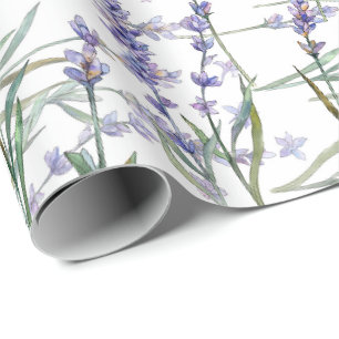 Lavendelblüten-Pflanze Aquarell-Kunst Blau Flieder Geschenkpapier