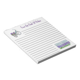Lavendelfahrrad und Garten 5,5" x 6" Notepad Notizblock