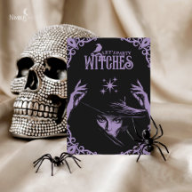 Lavendelfarbene gotische Hexen-Halloween-Einladung