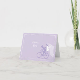 Lavendelfarbenes Danke-Karten-Design mit Fahrrad-M Dankeskarte