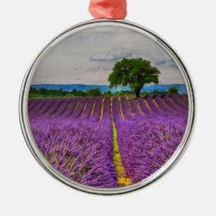 Lavendelfeld landschaftlich, Frankreich Silbernes Ornament