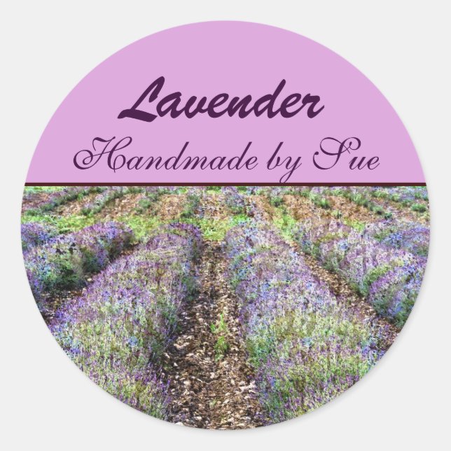 Lavendelfeld Runder Aufkleber (Vorderseite)