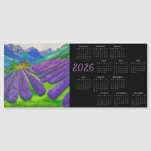 Lavendelfelder in den Bergen 2026 Kalender Magnetkarte