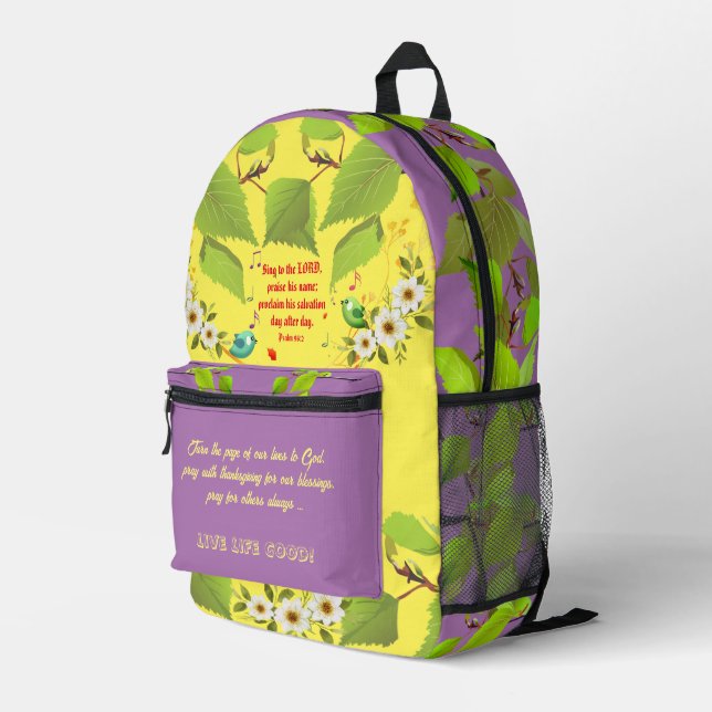Lavendelgelbe Inspirationsmotivationen Bedruckter Rucksack (Rückseitige Ecke Rechts)
