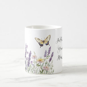 Lavendelgelbe Schmetterlingsblumen Kaffeetasse