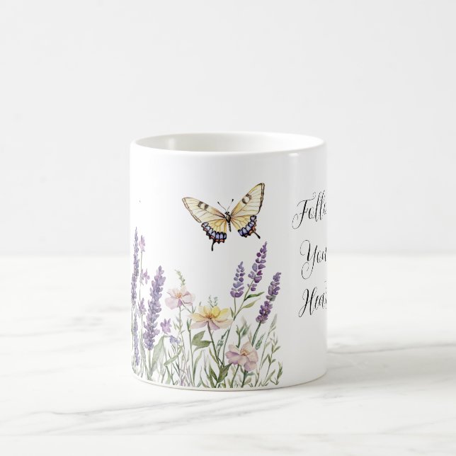 Lavendelgelbe Schmetterlingsblumen Kaffeetasse (Mittel)