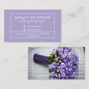 Lavendelhochzeitsphotograph-Rahmentypographie Visitenkarte