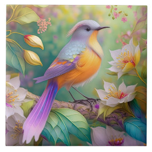 Lavendelköpfiger Orangebrüstiger Fantasie Vogel Fliese