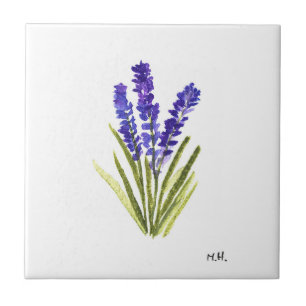 Lavendelkraut botanische Pflanzen Blumen lila cera Fliese