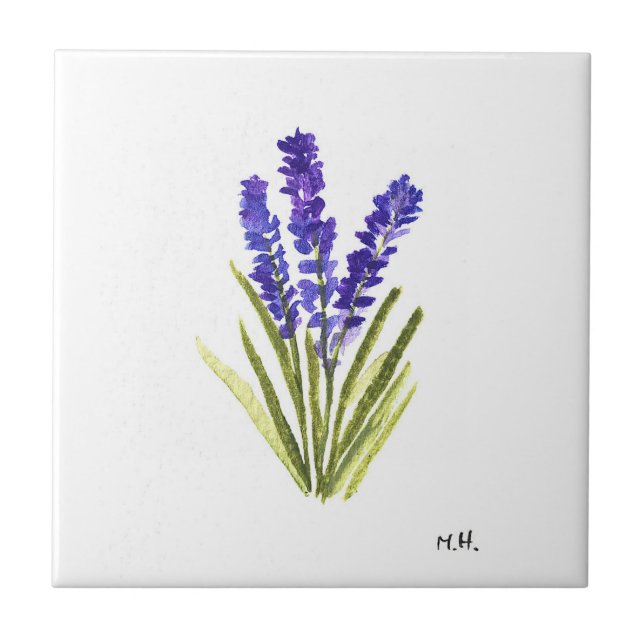Lavendelkräuterbotanische Pflanze Blume lila Hirn Fliese (Vorderseite)