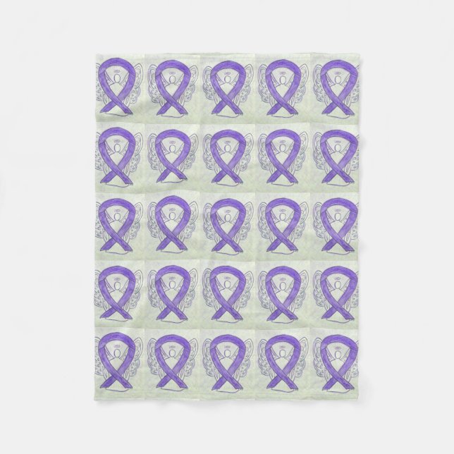 Lavendelkrebs-Bewusstsein Ribbon Fleece Blanket (Vorderseite)