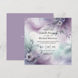 Lavendelnebel und Wasserfarbenflüßer Hochzeit Einladung