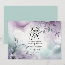 Lavendelnebel und Wasserfarbenflüßer Hochzeit Save The Date