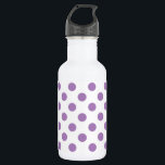 Lavendelpolka-Punkte auf weiß Edelstahlflasche<br><div class="desc">Lavendel und weiße Polka-Punkte</div>